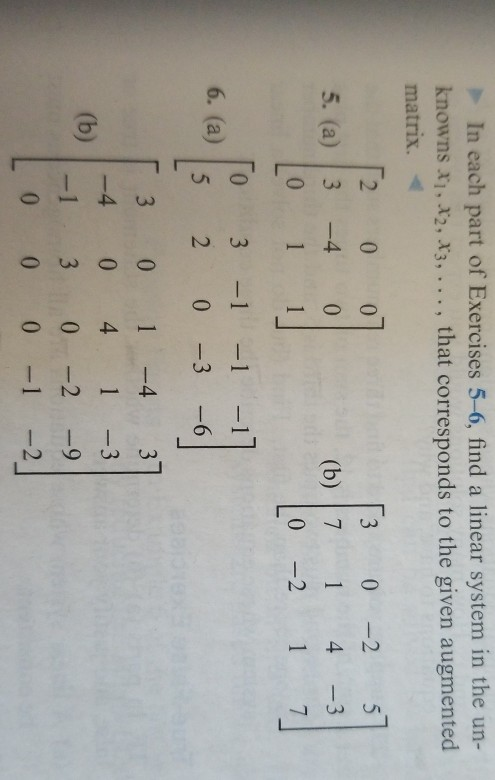 Solved In each part of Exercises 5-6, find a linear system | Chegg.com