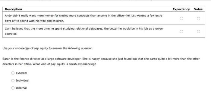 Solved Expectancy Value Description Andy didn't really want | Chegg.com