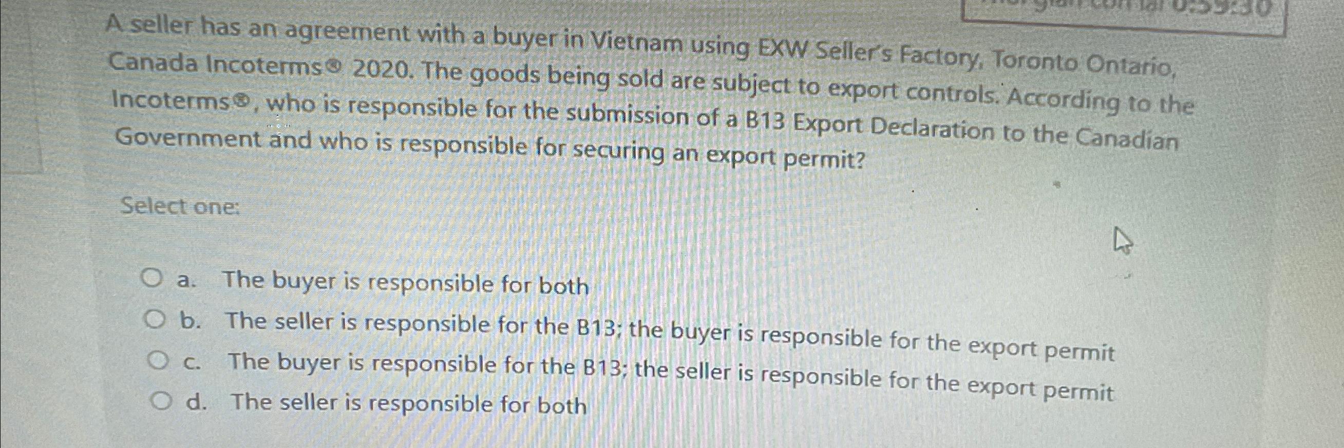 Solved A seller has an agreement with a buyer in Vietnam | Chegg.com