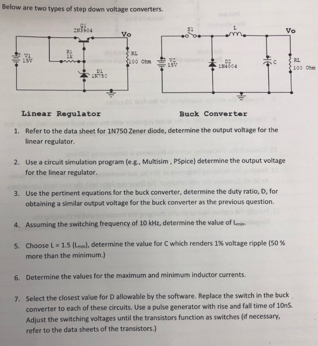 Solved Below Are Two Types Of Step Down Voltage Converter Chegg Com