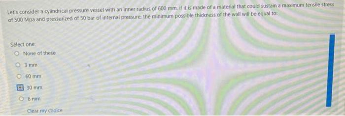 Solved Let's consider a cylindrical pressure vessel with an | Chegg.com