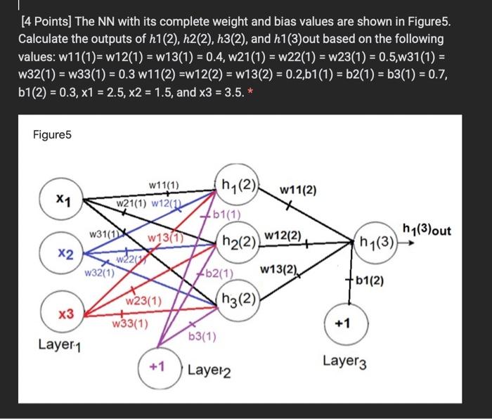 Solved [4 Points) The NN with its complete weight and bias | Chegg.com