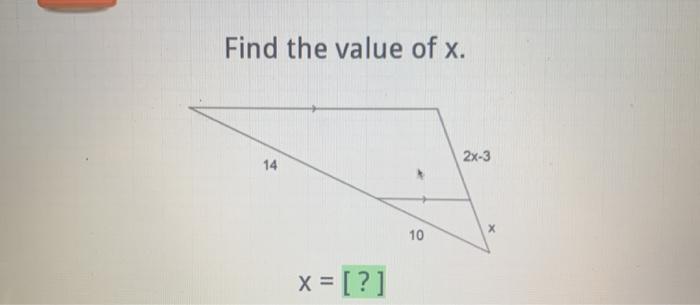 find the value of x 14 2x 3 10 x