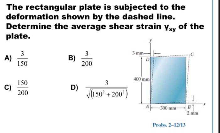 Solved The Rectangular Plate Is Subjected To The Deformation