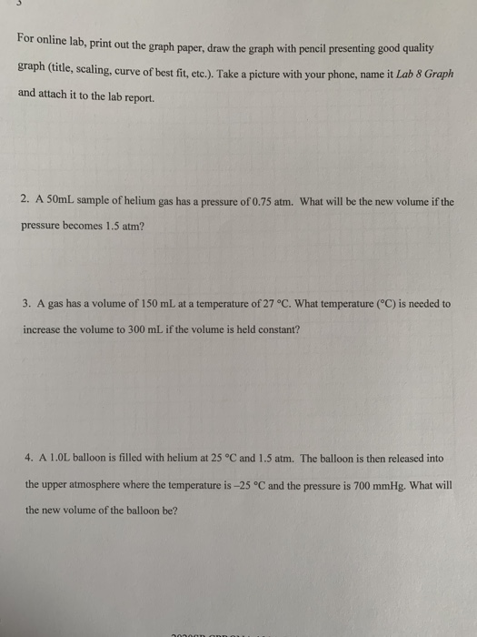 Solved Lab 8 Gas Laws Prelab 1. As pressure increases, what