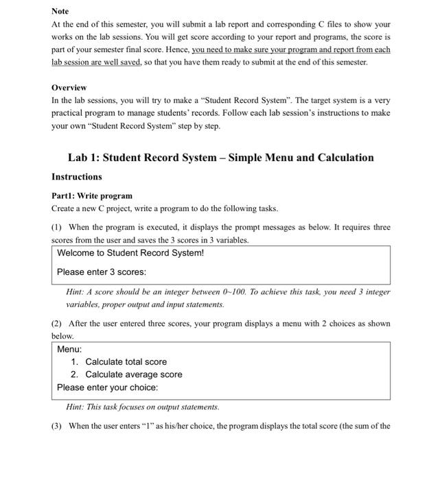 Lab Report – An Overview of the Semester