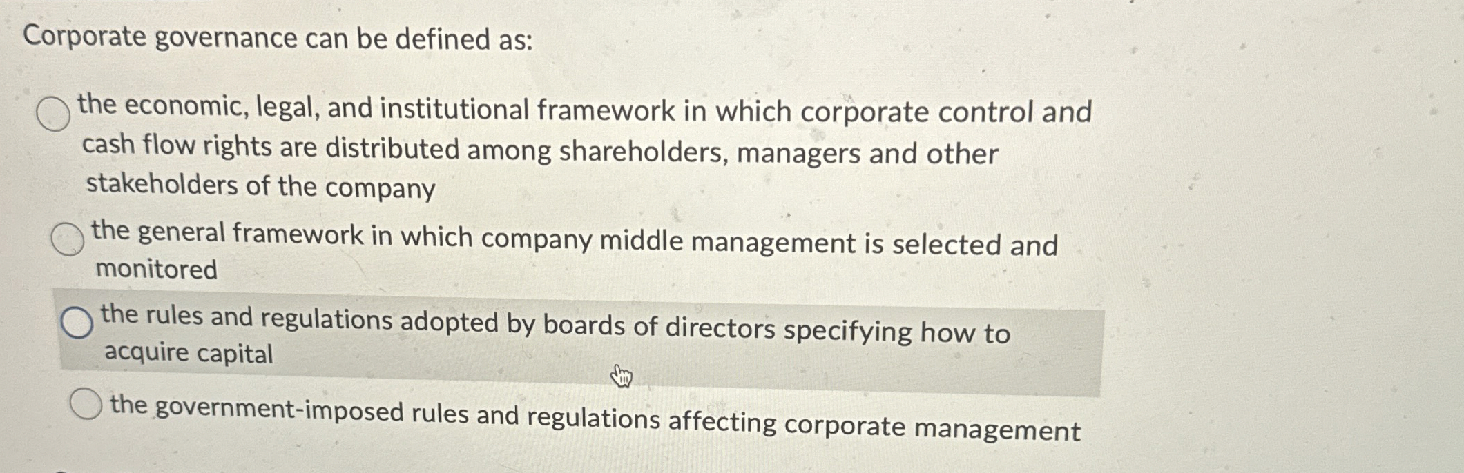 Solved Corporate governance can be defined asthe economic,