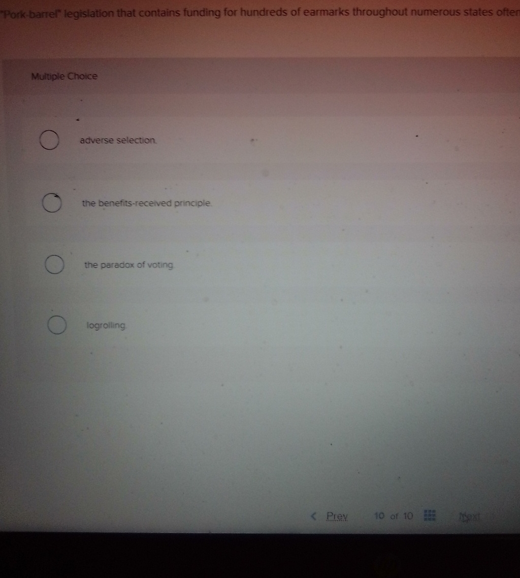 Solved Porkbarrel" legislation that contains funding for