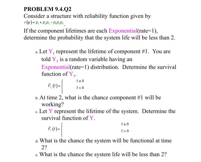Solved PROBLEM 9.4.Q2 Consider a structure with reliability | Chegg.com