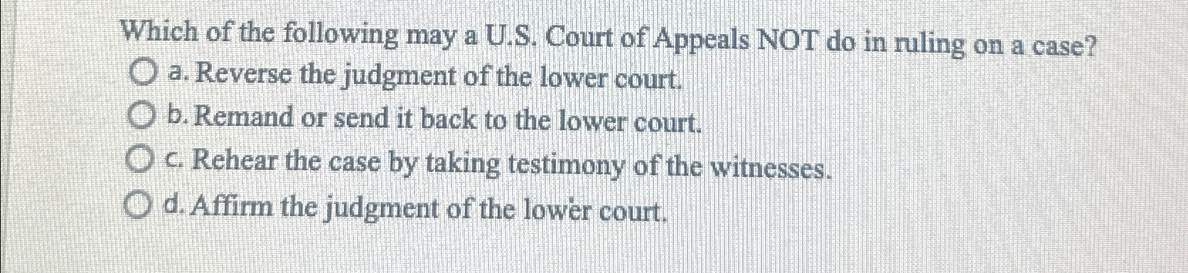 Solved Which of the following may a U S ﻿Court of Appeals Chegg com