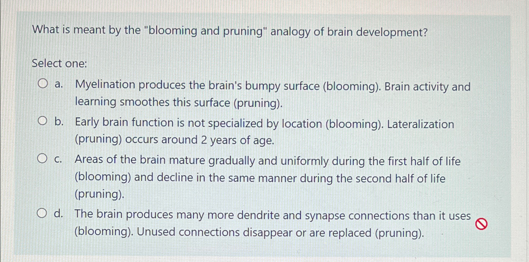 Solved What is meant by the "blooming and pruning" analogy
