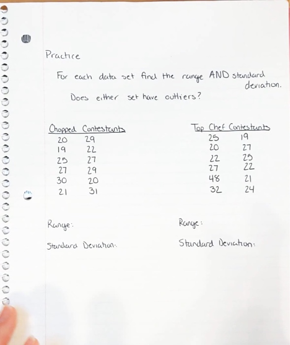 Solved Practice For each data set find the range Does either | Chegg.com