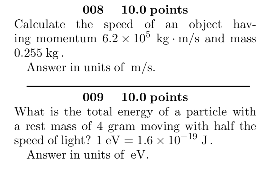 Solved 008,10.0 ﻿pointsCalculate the speed of an object | Chegg.com