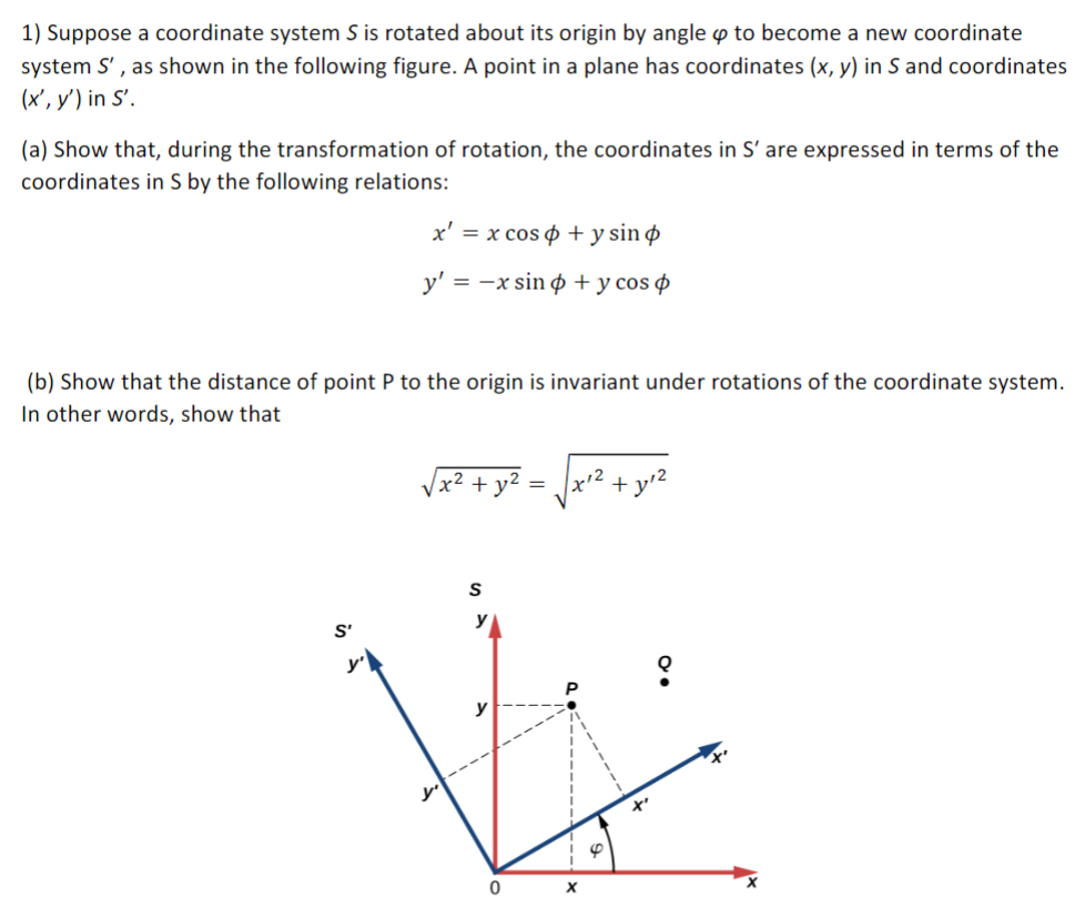 Solved Suppose a coordinate system S ﻿is rotated about its | Chegg.com