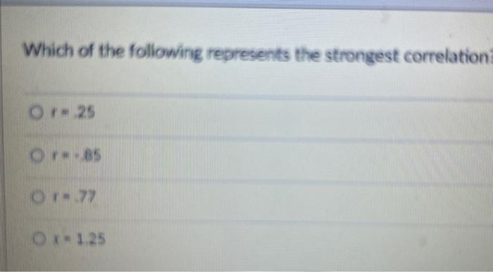 Solved Which of the following represents the strongest | Chegg.com