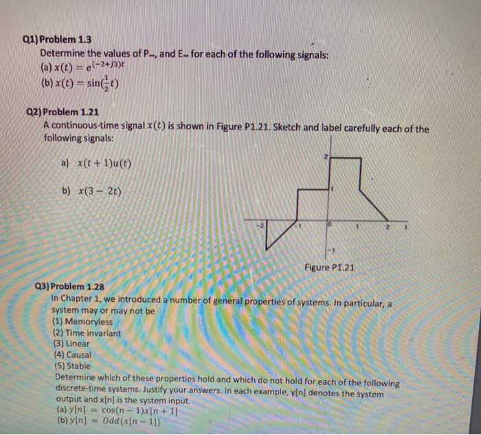 Solved Q1 Problem 1 3 Determine The Values Of P And E Chegg Com