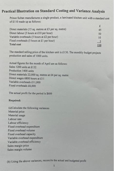 Solved Practical Illustration on Standard Costing and | Chegg.com
