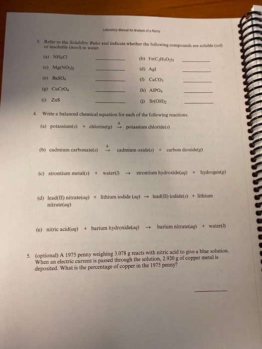 Solved Laboratory Manual for Analysis of a Penny EXPERIMENT