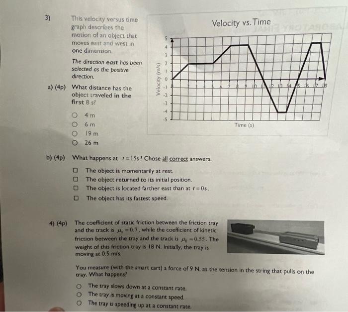 Solved 3) This velocity versus time graph describes the | Chegg.com
