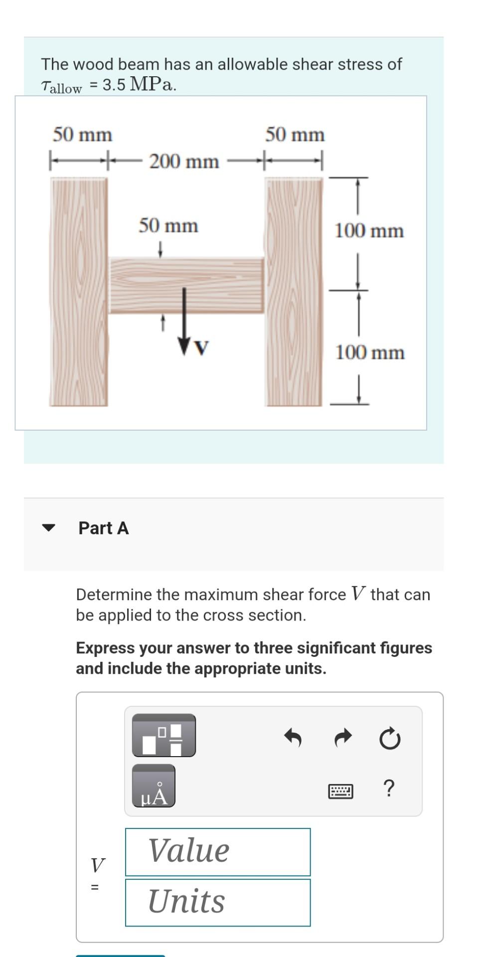 solved-the-wood-beam-has-an-allowable-shear-stress-of-allow-chegg