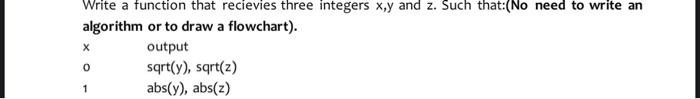 Solved х Write a function that recievies three integers x,y | Chegg.com