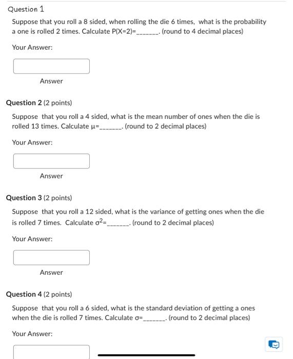 Solved Suppose That You Roll A 8 Sided, When Rolling The Die | Chegg.com