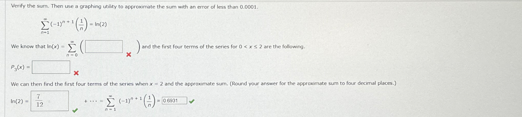 Solved Verify the sum. Then use a graphing utility to | Chegg.com