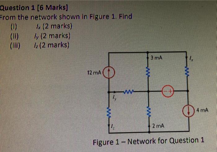 Solved Question 1 [6 Marks] From the network shown in Figure | Chegg.com