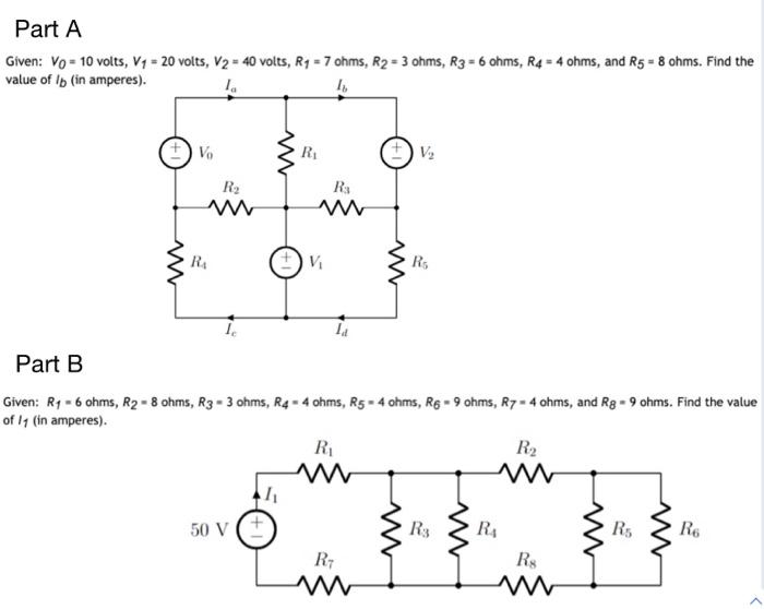 Solved Given: V0=10 volts, V1=20 volts, V2=40 volts, R1=7 | Chegg.com