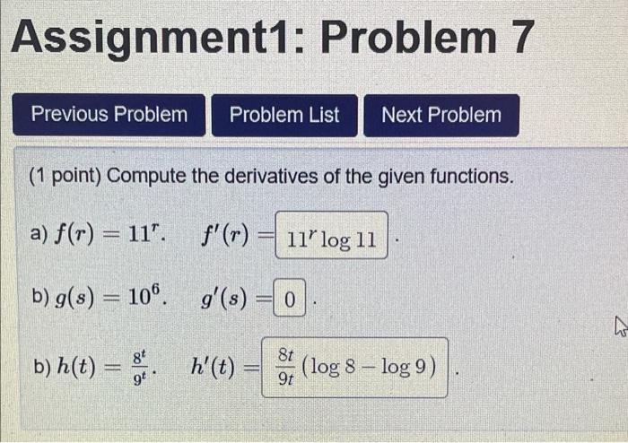 Solved Assignment1: Problem 7 Previous Problem Problem List | Chegg.com