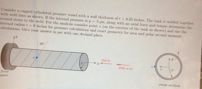 Solved Consider a capped cylindrical pressure vessel with a | Chegg.com