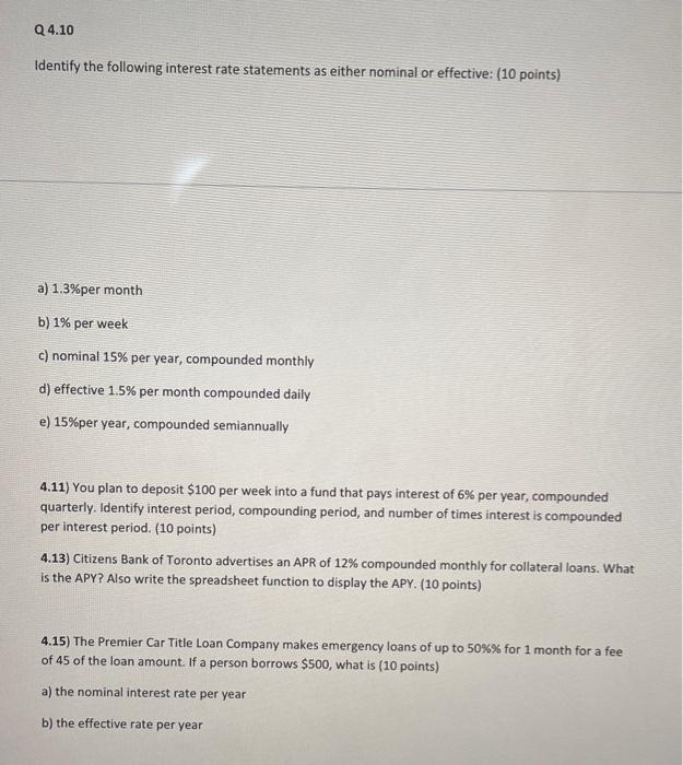 Solved Identify The Following Interest Rate Statements As | Chegg.com