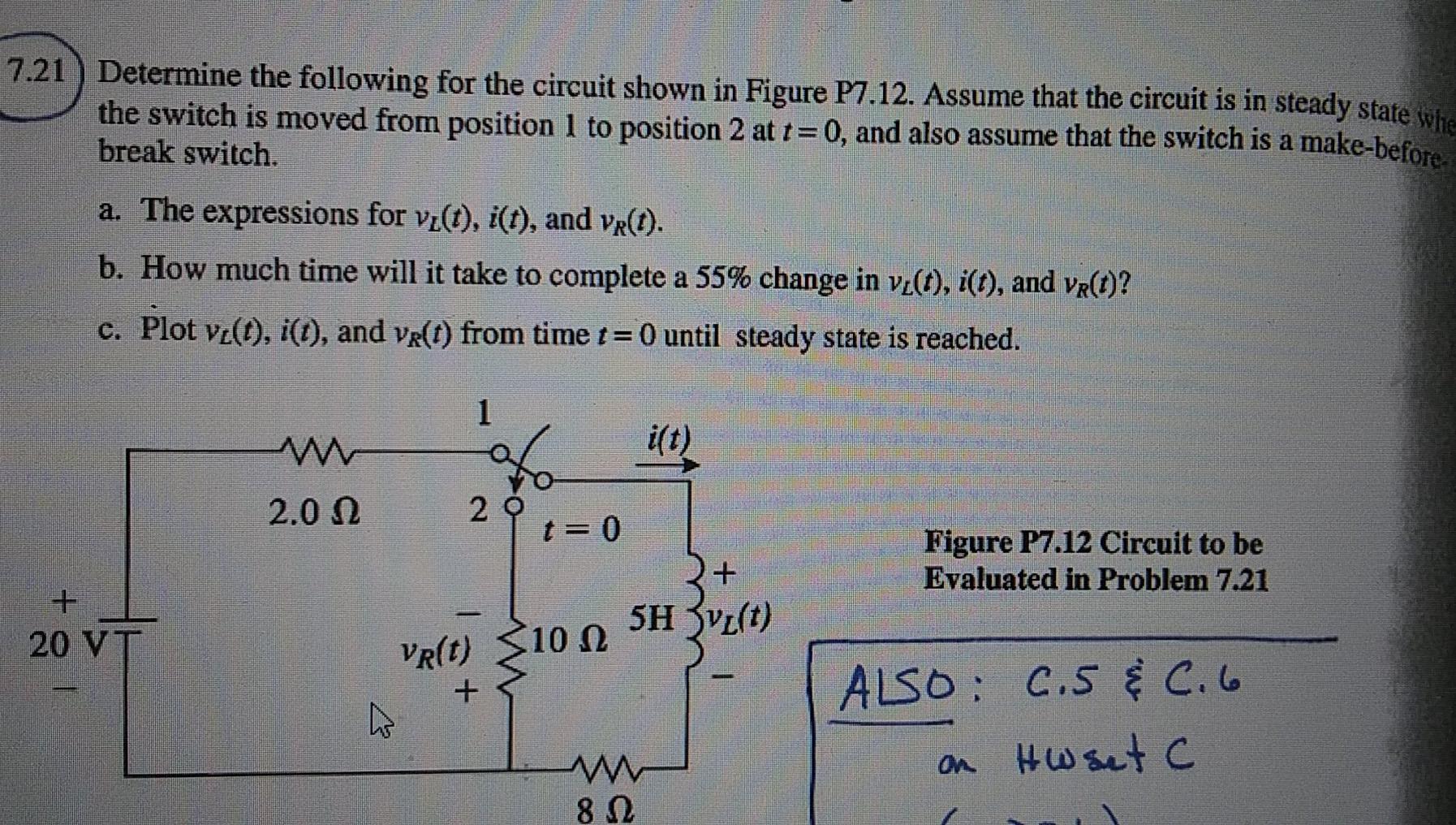 Solved 7.21 Determine The Following For The Circuit Shown In | Chegg.com