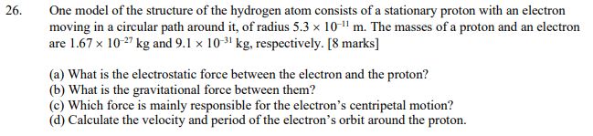 Solved One model of the structure of the hydrogen atom | Chegg.com
