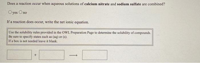 Solved Does a reaction occur when aqueous solutions of | Chegg.com