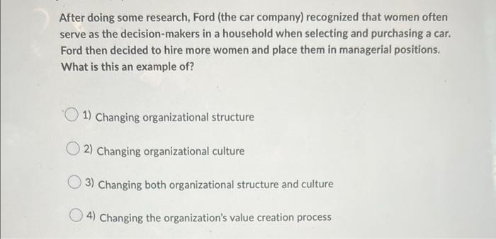 Solved After doing some research, Ford (the car company) | Chegg.com