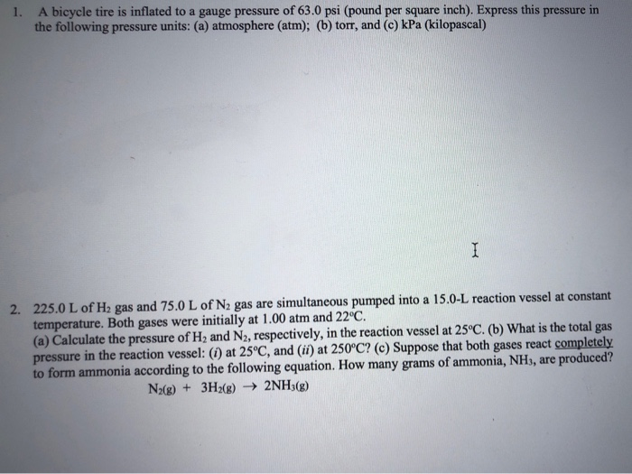 Solved 1. A bicycle tire is inflated to a gauge pressure of