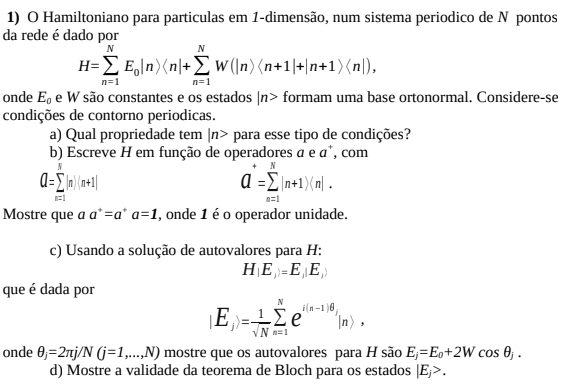 Solved The Hamiltonian for particles in 1 ﻿dimension, in a | Chegg.com