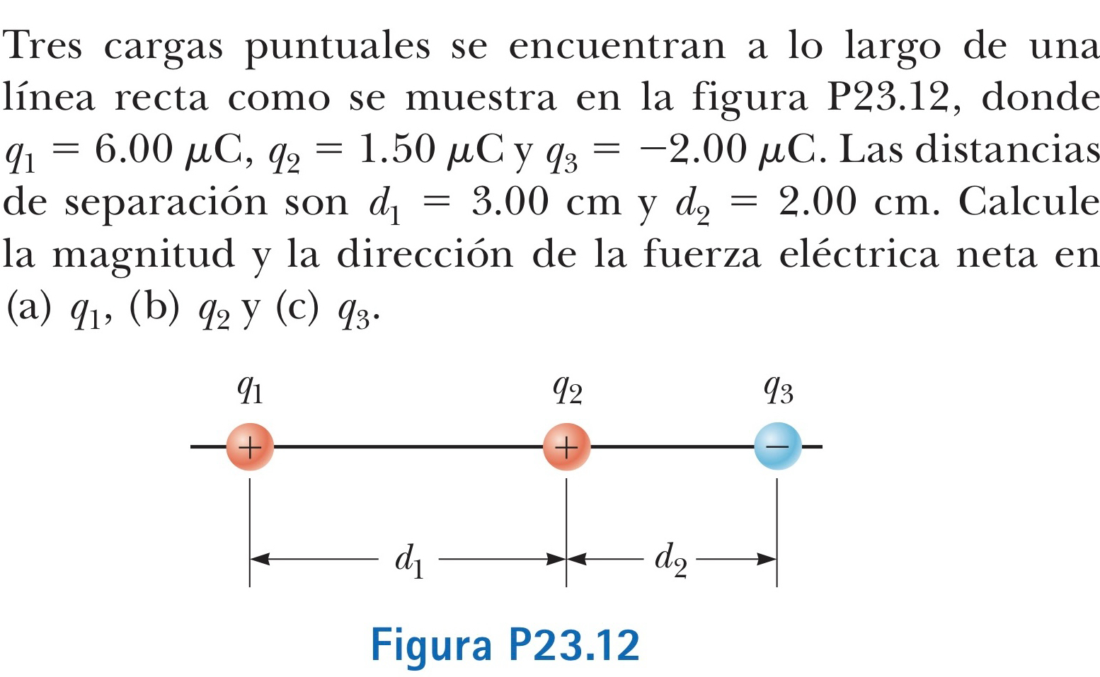 Solved Tres cargas puntuales se encuentran a lo largo de una