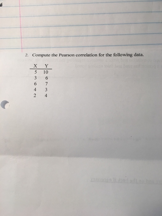 Solved 2. Compute the Pearson correlation for the following | Chegg.com