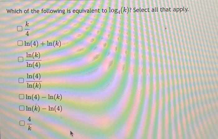 Solved Which Of The Following Is Equivalent To \\( \\log | Chegg.com