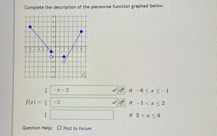 Solved Complete the description of the piecewise function | Chegg.com