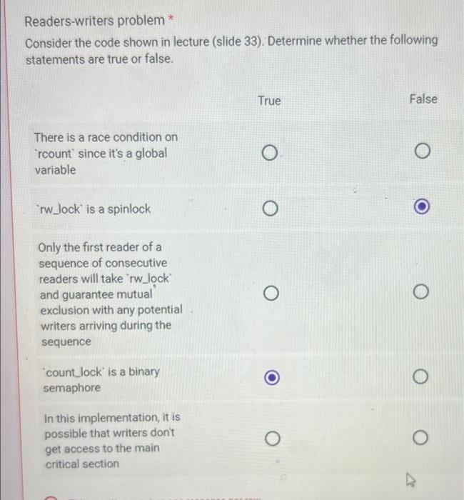 Solved Readers-writers problem * Consider the code shown in | Chegg.com