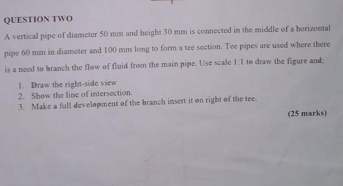 QUESTION TWO A vertical pipe of diameter 50 mm and | Chegg.com