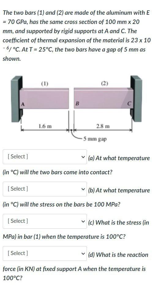 Solved The Two Bars (1) And (2) Are Made Of The Aluminum | Chegg.com