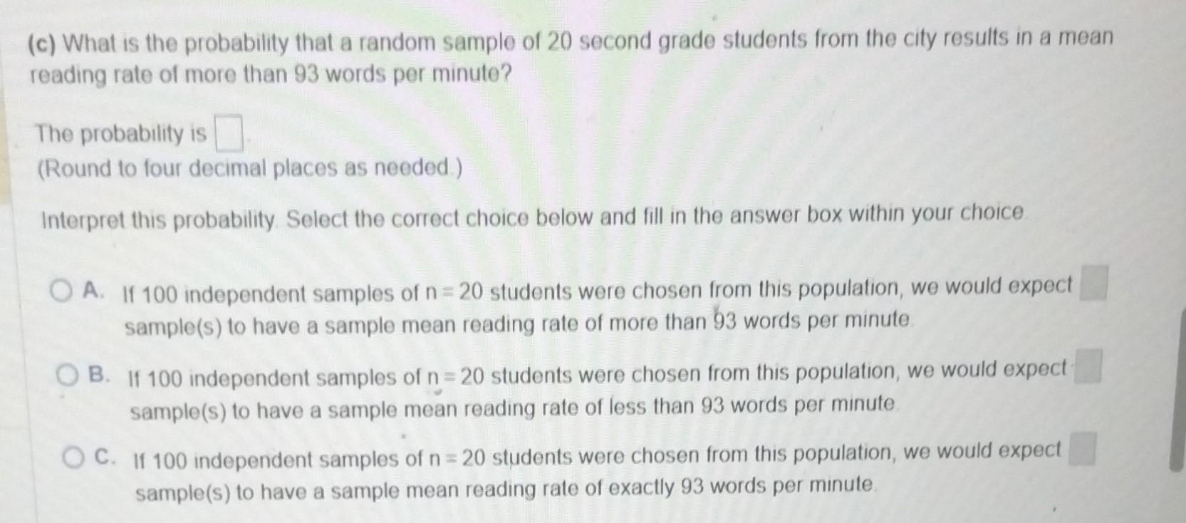 Solved (b) What is the probability that a random sample of | Chegg.com