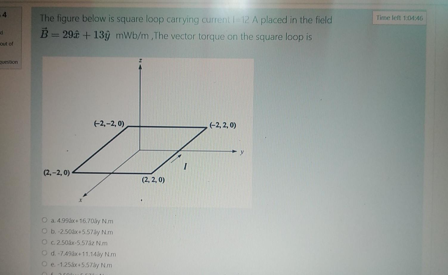 Solved 4 Time left 1:04:46 The figure below is square loop | Chegg.com