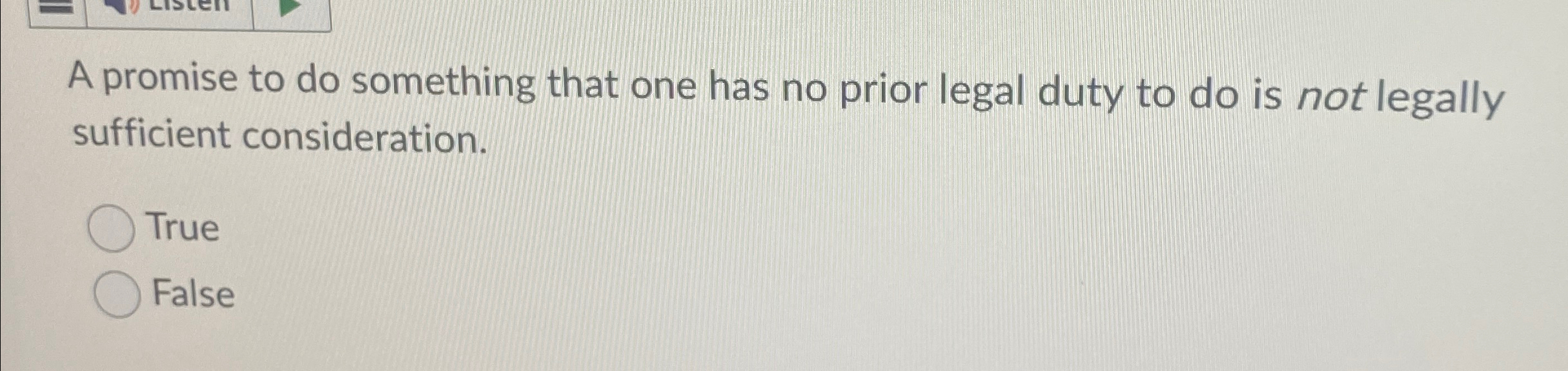 Solved A promise to do something that one has no prior legal | Chegg.com
