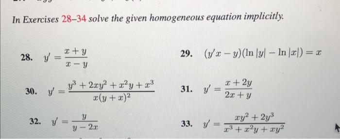Solved In Exercises 28-34 solve the given homogeneous | Chegg.com