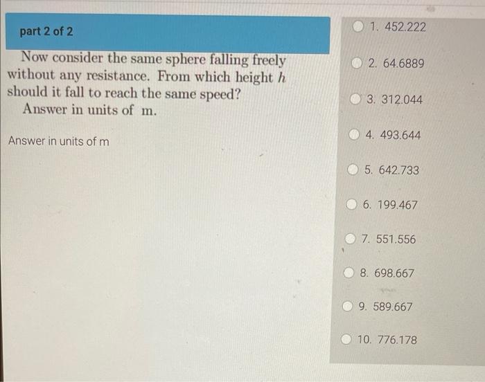 Solved part 1 of 2 Given: g=9.8 m/s2. density ρwood =786 | Chegg.com